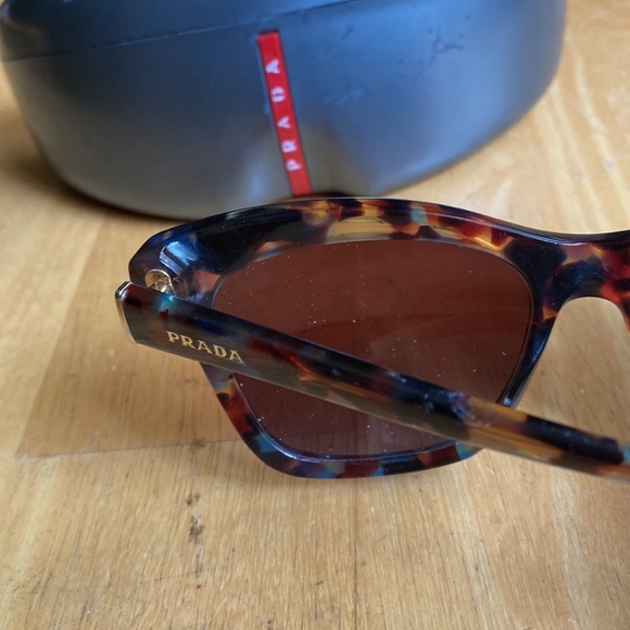 PRADA sunglasses SPR 16P NAG BROWN TEAL 140mm pre-owned, with case - Picture 3 of 13